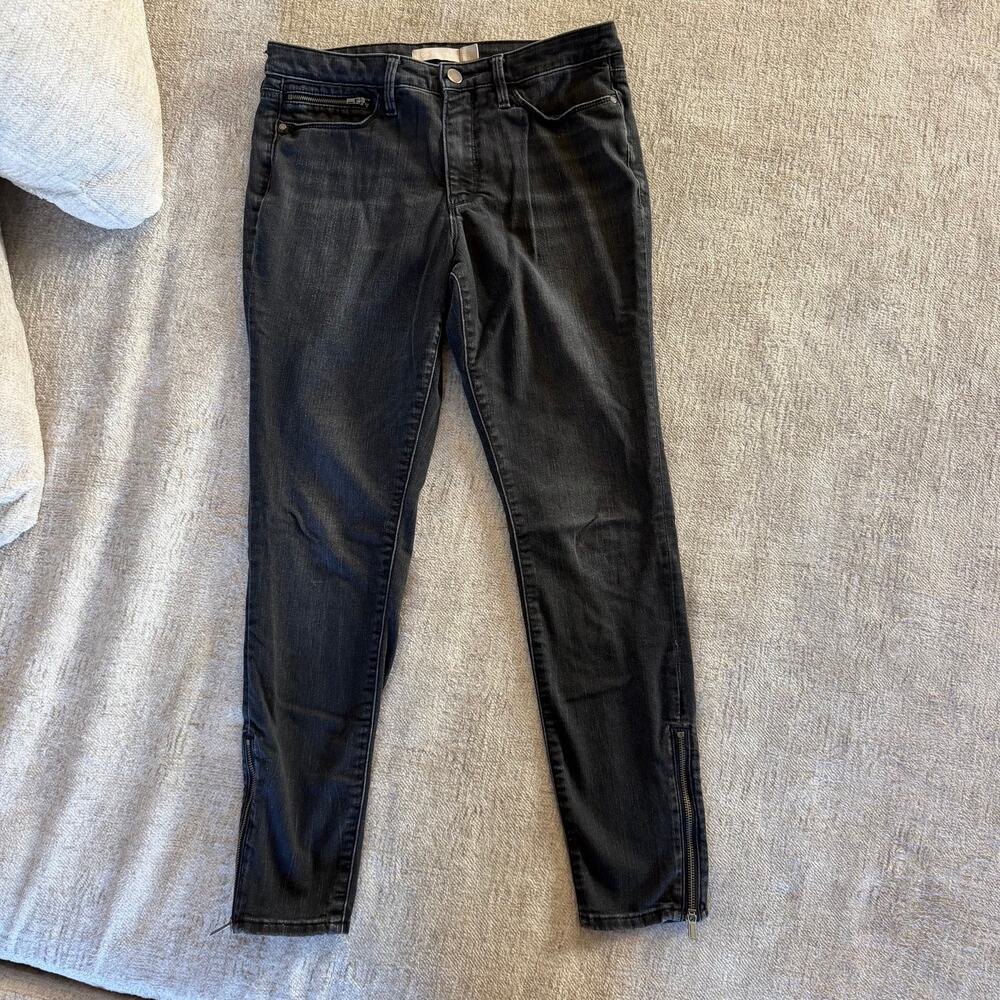 Athleta Sculptek Women's Black Stretch Denim Skinny Jeans Ankle Zip Mid Rise